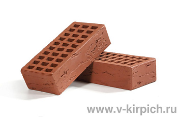 Кирпич облицовочный пустотелый одинарный Бордо Руст M-150 ВКЗ