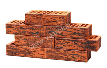 Кирпич облицовочный пустотелый одинарный Красный Графит Руст M-150 (УС) ВКЗ