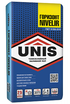 Наливной пол Unis "Горизонт NIVELIR" цементный финишный, 20 кг