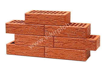 Кирпич облицовочный пустотелый одинарный Красный Кварц Руст M-150 (УС) ВКЗ