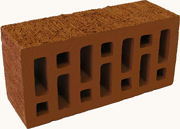 Кирпич облицовочный пустотелый полуторный Красный с насечкой M-125 (352)